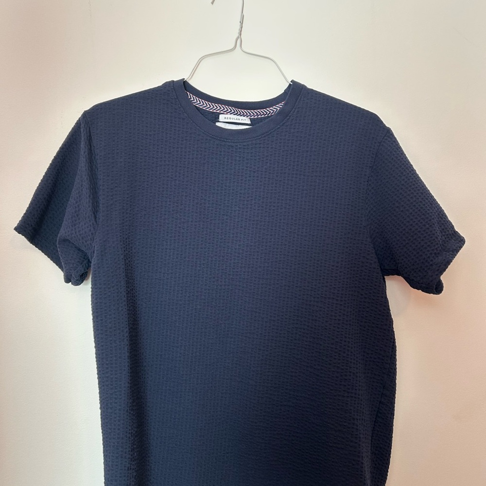 Men's Navy Textured T-Shirt